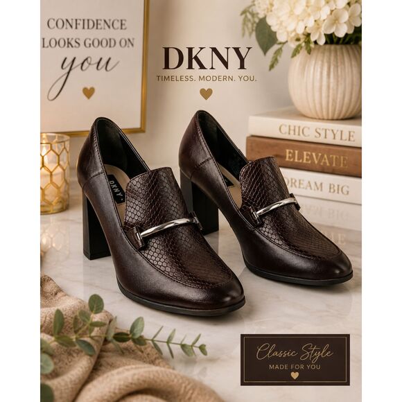 Dkny Shoes - DKNY Burgundy Leather Block Heels Size 7.5